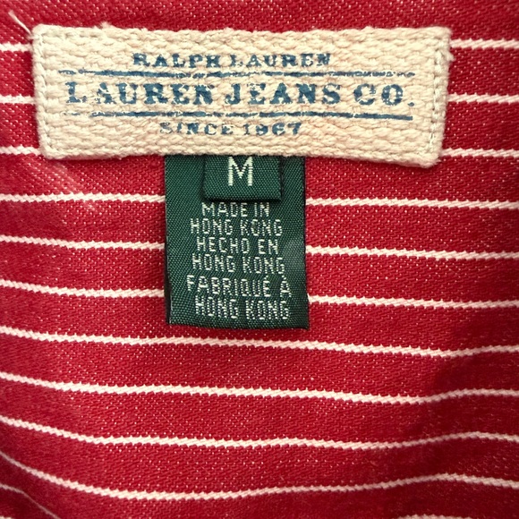 Vtg Ralph Lauren Jeans Co Blue Corduroy Collar Red Pinstriped Chore Barn Jacket - Picture 4 of 16